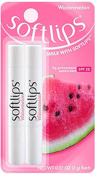 Зволожувальний бальзам для губ Кавун Softlips Protectant/Sunscreen SPF 20 Lip Balm Watermelon 2 х 2 г