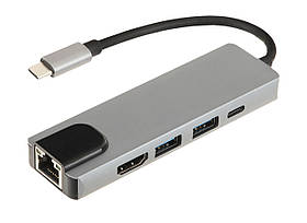 Док-станція RIAS BYL-2007 5в1 USB Type C - PD/USB/HDMI/RJ-45 (3_00418)