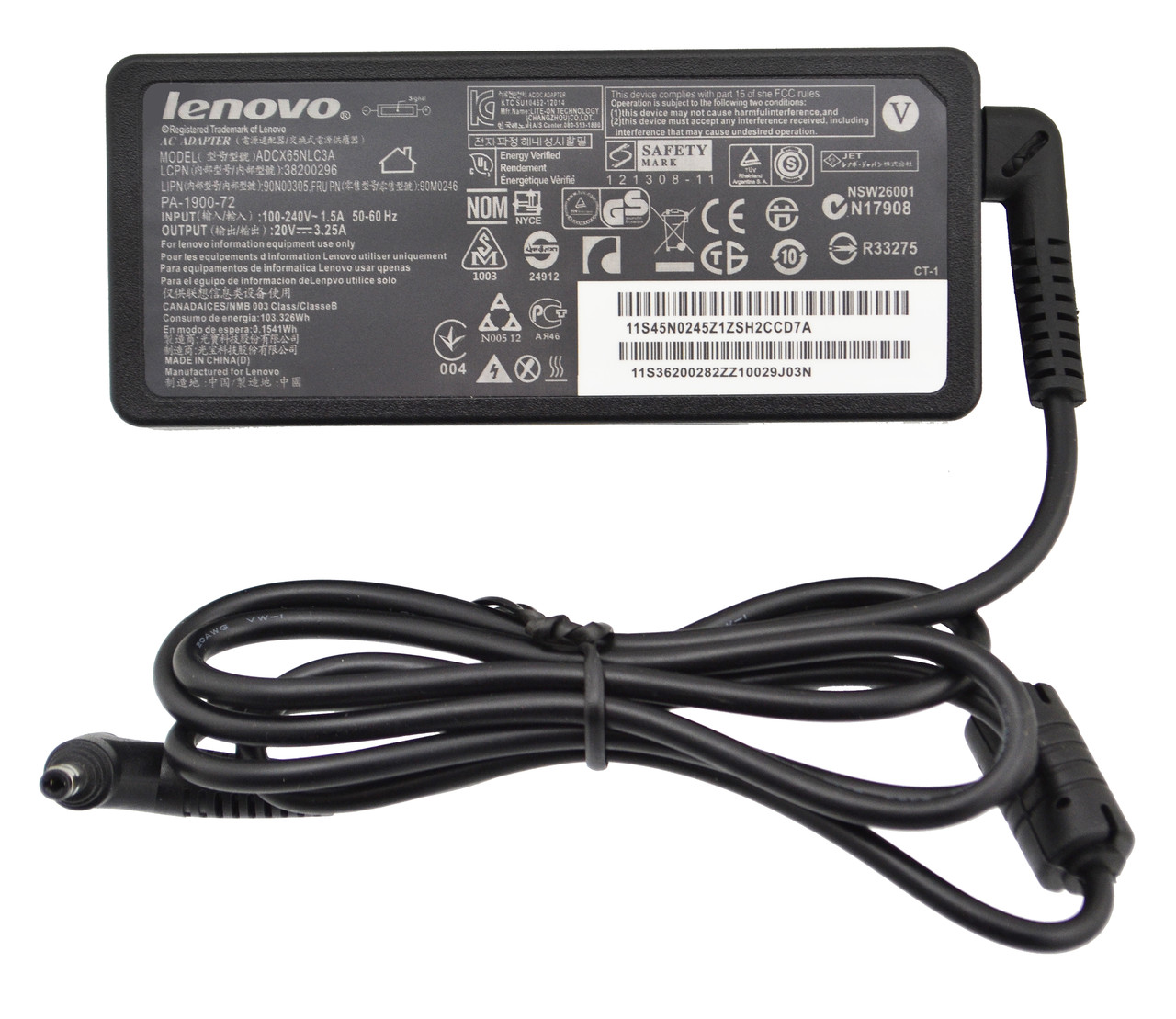 Блок живлення RIAS для ноутбука Lenovo 20V 2.25A 45W 4.0х1.7 мм з кабелем живлення (3_00721), фото 1
