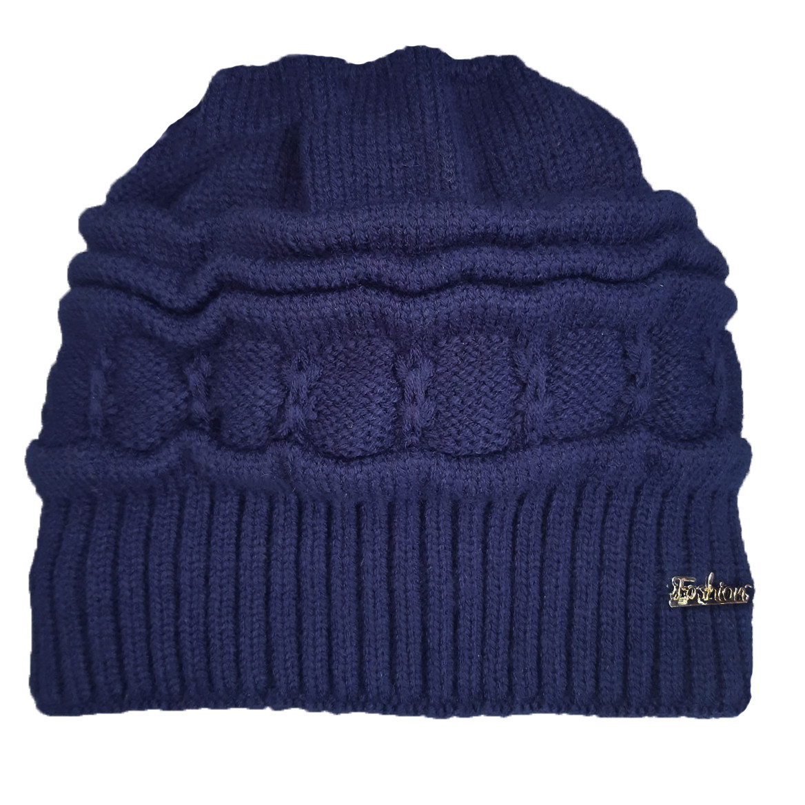 Жіноча зимова в'язана шапка "Луїза" Синя (3_00840)