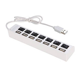 Концентратор USB-хаб RIAS 7SW 7 портів із вимикачами White (3_00421)