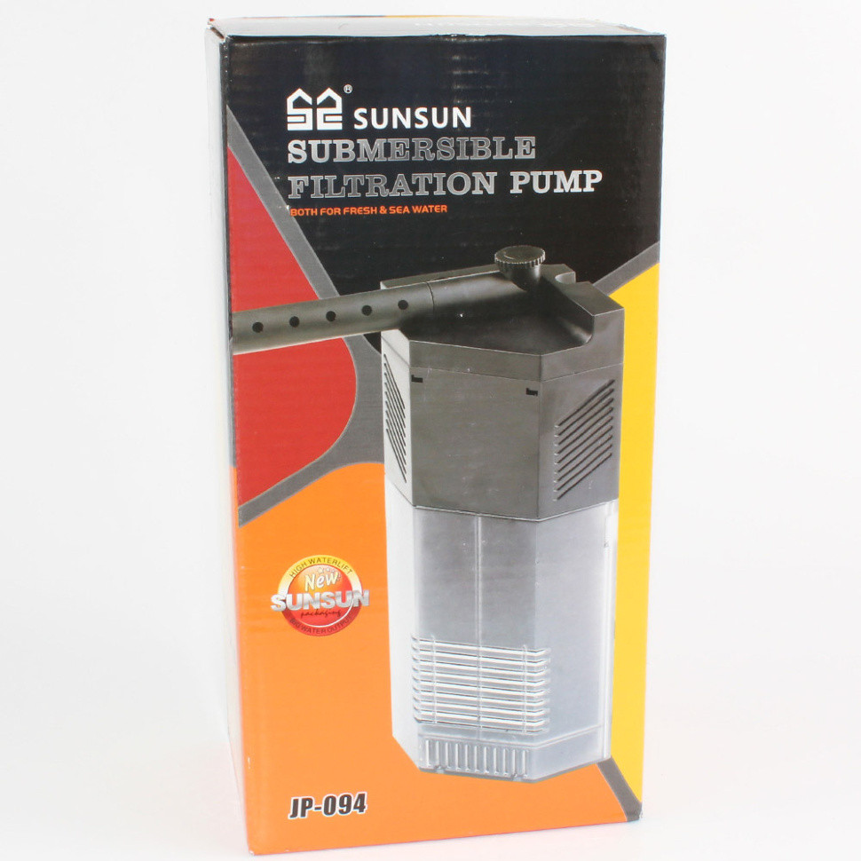 Внутрішній фільтр для акваріуму SunSun JP-094, кутовий із флейтою, фото 1