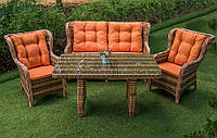 Набор плетеной мебели диван, 2 кресла и стол для лаундж зоны, террасы, ресторана Лотос