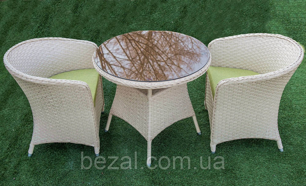 Комплект мебели из ротанга кресла плетеные и круглый столик Атлант - фото 1 - id-p1622485927