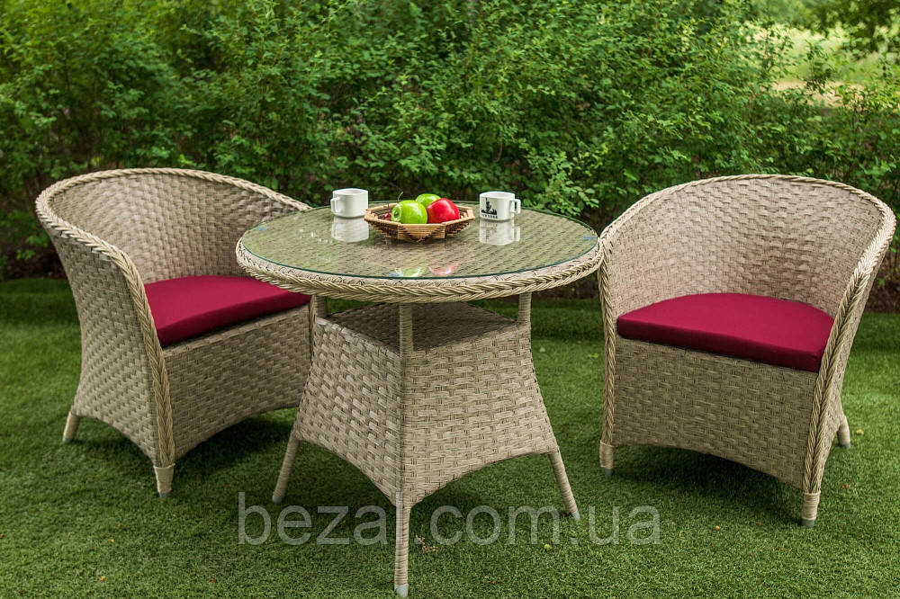 Комплект мебели из ротанга кресла плетеные и круглый столик Атлант - фото 6 - id-p1622485927