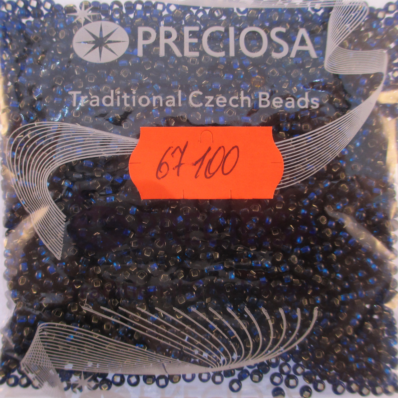 Бісер 10/0, колір — синій темний блискучий , No67100 (пач.50 грамів)