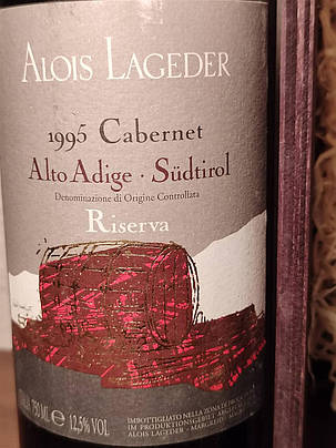 Вино 1995 року Cabernet Alois Lageder Італія вінтаж, фото 2