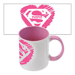 Посуд — CP0-7461-к — Подарунок для мами чашка кухоль з принтом написом Суперма Мама (рожевий)