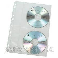 Конверт файловый двухсторонние на 2 CD/DVD уп 20 шт/160 дисков - фото 1 - id-p1610031341