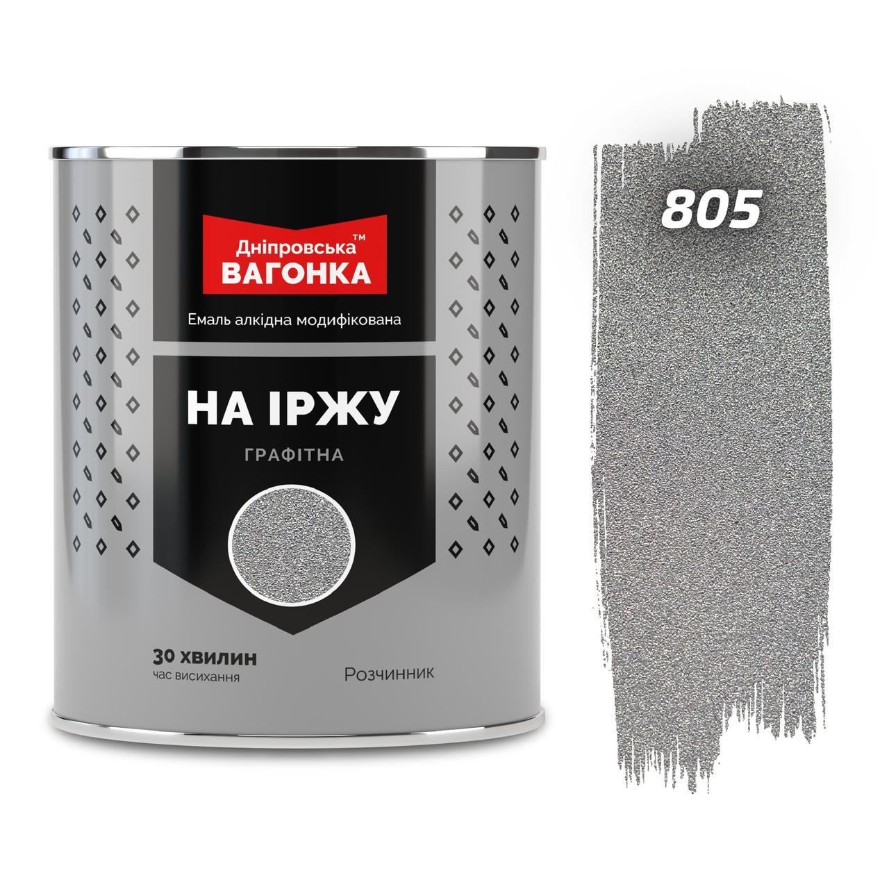 Емаль на іржу графітна "Днепровська вагонка" срібляста 805 (0,75л)