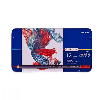 Олівці кольорові Marco 12 кольорів у металевому пеналі (8010-12TN)