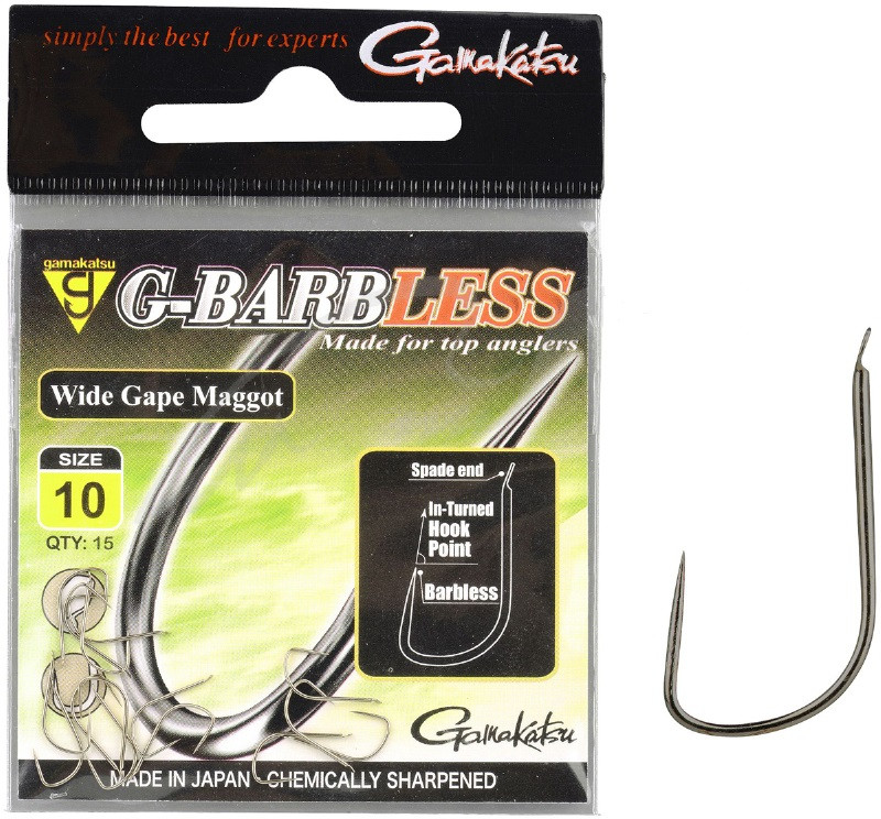 Крючок GAMAKATSU G-BARBLESS WIDE GAPE MAGGOT №16 15шт