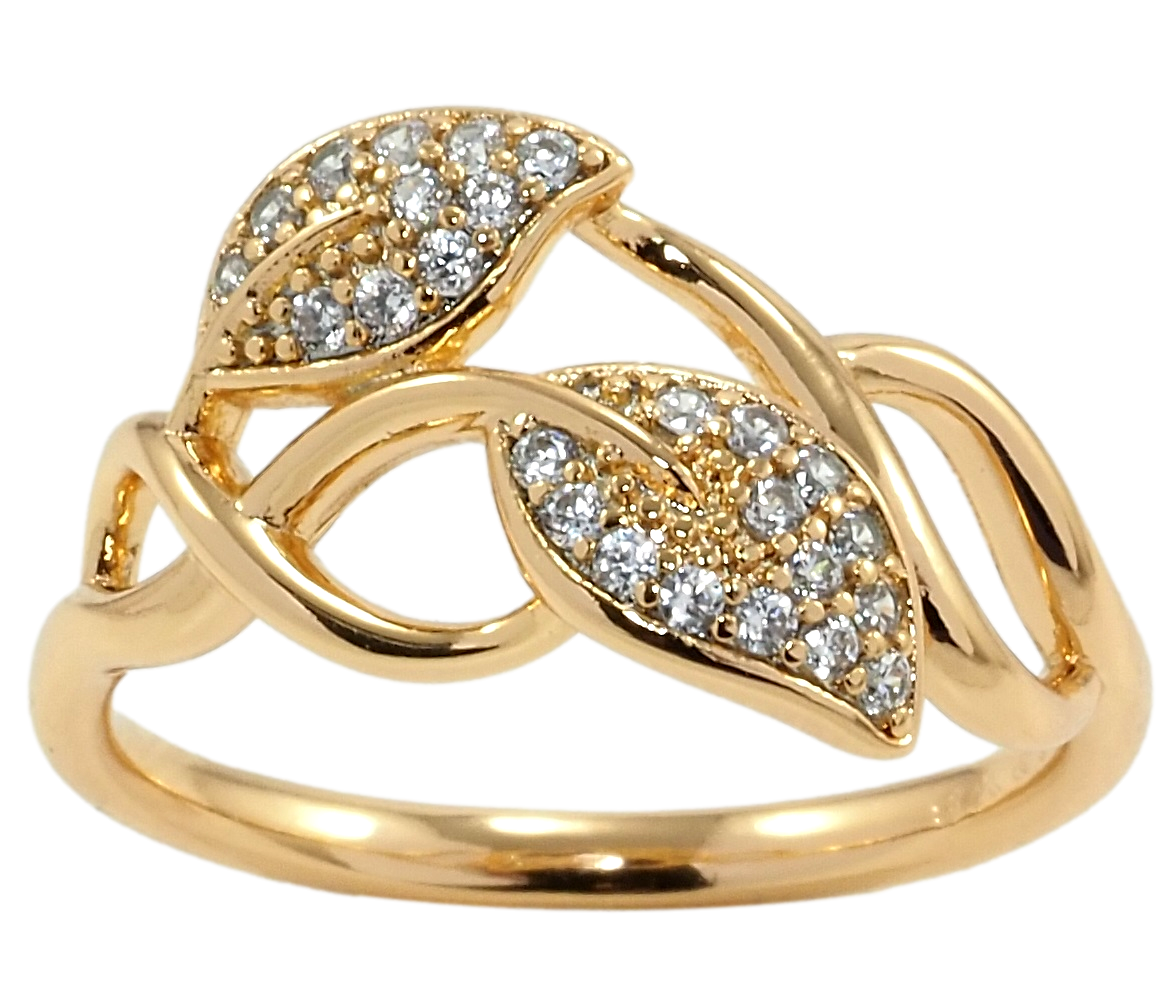 

Кольцо Xuping Позолота 18K "Листочки с цирконием" р.18.5
