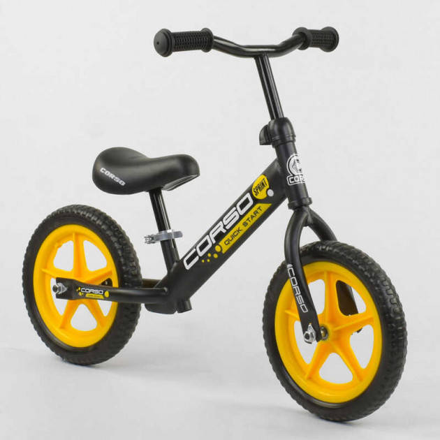 

Беговел, велобег Corso 15004 Sprint, EVA, колеса пена, 12", черный