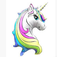 Фольгована кулька велика фігура Єдиноріг веселка макарун 86х47см Китай