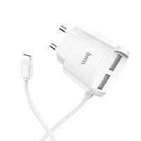 HOCO C59A Mega joy 2USB 2,1A кабель iPhone white