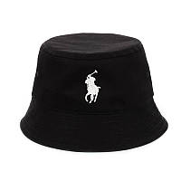 Чорна панама з вишивкою "Polo"