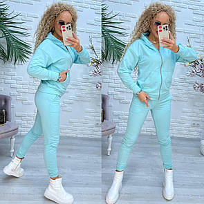 Жіночий спортивний костюм із двонитки з кофтою на блискавці та звуженими штанами (р. 42-46) 11so2006