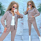 Жіночий спортивний костюм із двонитки з кофтою на блискавці та звуженими штанами (р. 42-46) 11so2006, фото 3