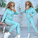 Жіночий спортивний костюм із двонитки з кофтою на блискавці та звуженими штанами (р. 42-46) 11so2006, фото 5