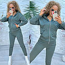 Жіночий спортивний костюм із двонитки з кофтою на блискавці та звуженими штанами (р. 42-46) 11so2006, фото 7