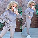 Жіночий оксамитовий спортивний костюм з худі та звуженими штанами (р. 42-48) 11so2007, фото 2