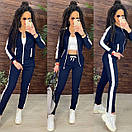 Жіночий спортивний костюм із двонитки з кофтою на блискавці та звуженими штанами з лампасами (р. 42-48) 11so2008, фото 2