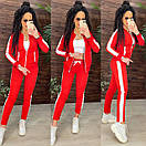 Жіночий спортивний костюм із двонитки з кофтою на блискавці та звуженими штанами з лампасами (р. 42-48) 11so2008, фото 3