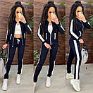 Жіночий спортивний костюм із двонитки з кофтою на блискавці та звуженими штанами з лампасами (р. 42-48) 11so2008, фото 4