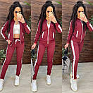 Жіночий спортивний костюм із двонитки з кофтою на блискавці та звуженими штанами з лампасами (р. 42-48) 11so2008, фото 5