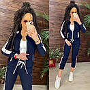 Жіночий спортивний костюм із двонитки з кофтою на блискавці та звуженими штанами з лампасами (р. 42-48) 11so2008, фото 6