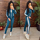 Жіночий спортивний костюм із двонитки з кофтою на блискавці та звуженими штанами з лампасами (р. 42-48) 11so2008, фото 7