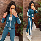 Жіночий спортивний костюм із двонитки з кофтою на блискавці та звуженими штанами з лампасами (р. 42-48) 11so2008, фото 9