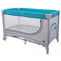 Манеж - кровать для ребенка Baby Mix Мишка на колесах с сумкой для транспортировки, 120х60х78,5 см., серый