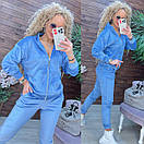 Жіночий оксамитовий спортивний костюм з кофтою на блискавці та звуженими штанами (р. 42-48) 11so2012, фото 4
