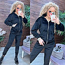 Жіночий оксамитовий спортивний костюм з кофтою на блискавці та звуженими штанами (р. 42-48) 11so2012, фото 5