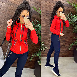 Спортивний костюм двійка з кофтою на блискавці та завуженими штанами джоггерами (р. 42-54) 11so2014