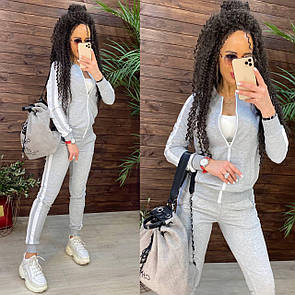 Спортивний костюм повсякденний з кофтою на блискавці та звуженими штанами з лампасами (р. 42-54) 11so2015