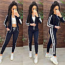 Спортивний костюм повсякденний з кофтою на блискавці та звуженими штанами з лампасами (р. 42-54) 11so2015, фото 4