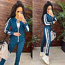 Спортивний костюм повсякденний з кофтою на блискавці та звуженими штанами з лампасами (р. 42-54) 11so2015, фото 5