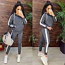 Спортивний костюм з лампасами худі з кишенею кенгуру та завужені штани (р. 42-50) 11so2016, фото 5