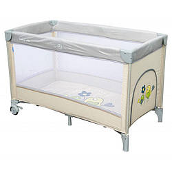 Манеж-ліжко для дитини Baby Mix Воробишки, на колесах із функцією блокування, 120х68х70 см., бежевий
