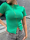 Жіночий трикотажний топ футболка на блискавці спереду з коротким рукавом (р. 42-46) 65ma1031, фото 7