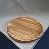 Тарілка дерев'яна дубова дошка для подавання страв кругла двостороння, фото 8