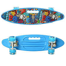 Скейт (пенні борд) Penny board (світяться колеса) БЛАКИТНИЙ арт. 0461-2