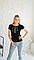 Дивовижна вишита жіноча футболка з вишитими сірими нитками узором А-41, фото 3