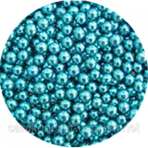Кульки декоративні,блакитний металік d 3-2 мм. 10г/уп