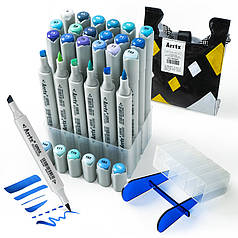 Спиртові маркери Arrtx OROS ASM-03BU 24 кольорів, сині відтінки
