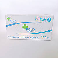 Перчатки нитриловые Polix Pro&Med нестерильные голубые S 100 шт