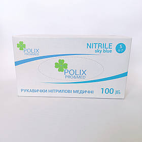 Рукавички нітрилові нестерильні небесно блакитні, 100 шт, Polix Pro&Med S